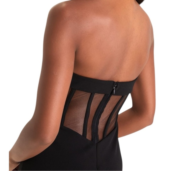 Lulus Iconic Arrival Black Strapless Bustier Bodycon Knit Midi Dress Size M NWT - Picture 3 of 14